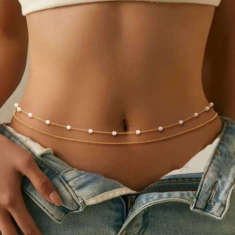 Beach Trend Accessoris New Women's Fashion Clip Pearl Sexy Body Chain Versatile Waist Accessories H260228