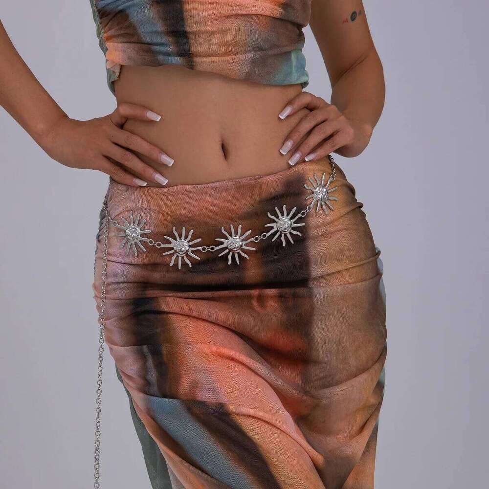 Sexy Belly Chain Women Sunflower Face Pendant Body Jewelry Trendy Waist Accessory Unique Festival Gift Boho Beach Party H260228