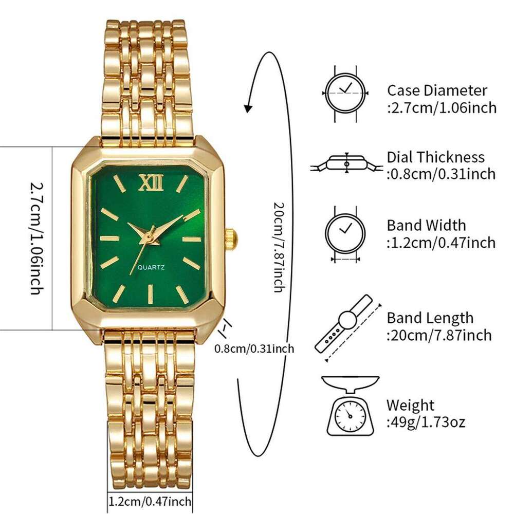 2/5PCS Fashion Women Square Roma Dial Quartz Wristes Ladies Alloy Strap With Diamond Jewelry SetWithout Box H260228