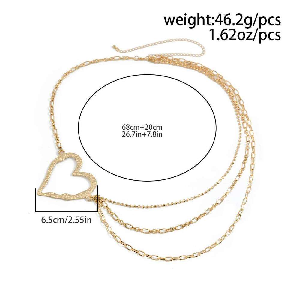 IngeSight.Z Classic Metal Multilayer Belly Chains For Women Hollow Gold Color Heart Beach Bikini Waist Body Chain Jewelry H260228