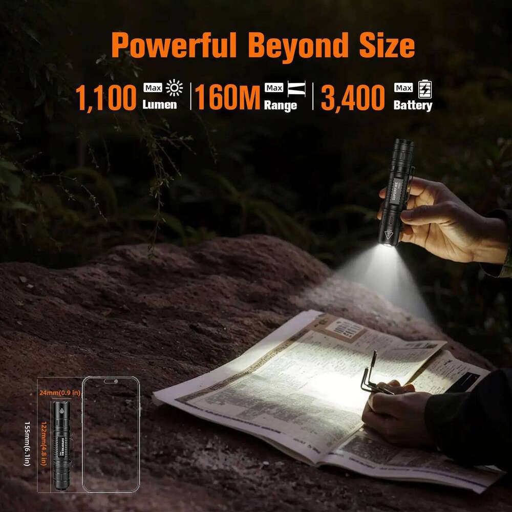SUPERFIRE MI80-S LED Tactical Flashlight 1100Lumen EDC Torch 15W Powerful 18650 Portable Flash Light Fishing Camping Lantern Z260301