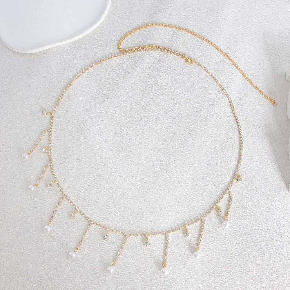 Fashionable tassel pendant single-layer rhinestone waist sexy spicy girl body chain jewelry H260228