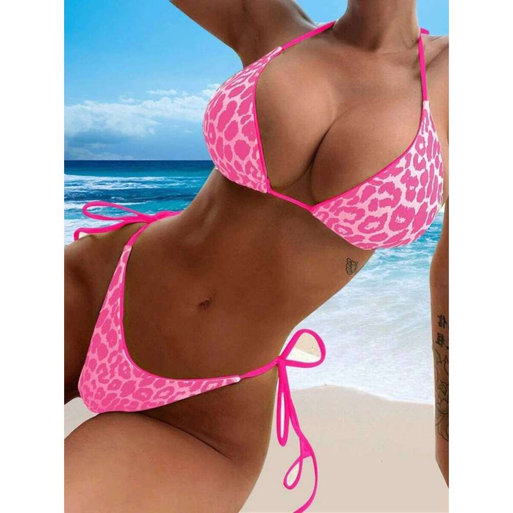 2025 Triangle Leopard String Bikini Women Sexy Swimwear Female Printed Swimsuit Bathers Bathing Swimming Suit Beachwear Summer Z260301