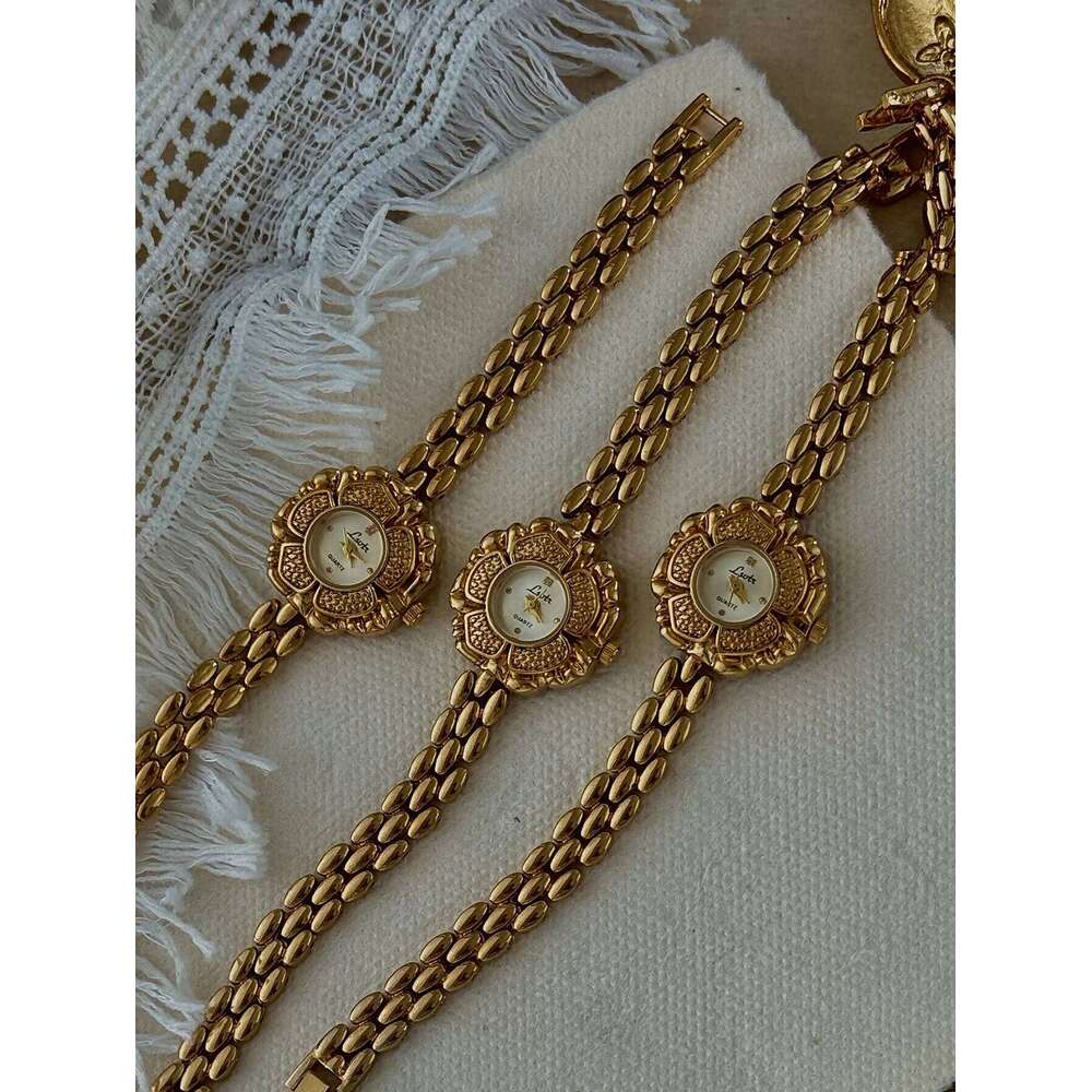 1 Piece of French Golden Retro Camellia Exquisite, Elegant, Personalized, Fashionable, Classy Waterproof Women's Quartz , Suitable for Daily Wear