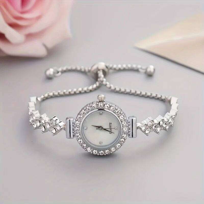 1 piece of elegant women's quartz , paired with luxurious rhinestone embellishment - gold simulated H260228