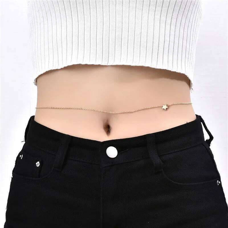 Trendy Sexy Star Simple Belly Chain Fashion Bikini Waist Link Necklaces Summer Body Jewelry for Women Accessories Female New H260228