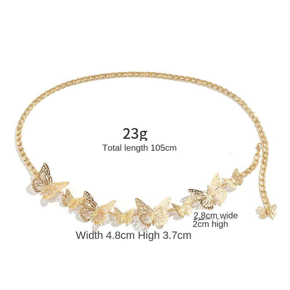 Chic Vintage Butterfly Waist Jewelry Metal Dress Belt Chains Y2K Gold Tassel Body Chain Gift H260228