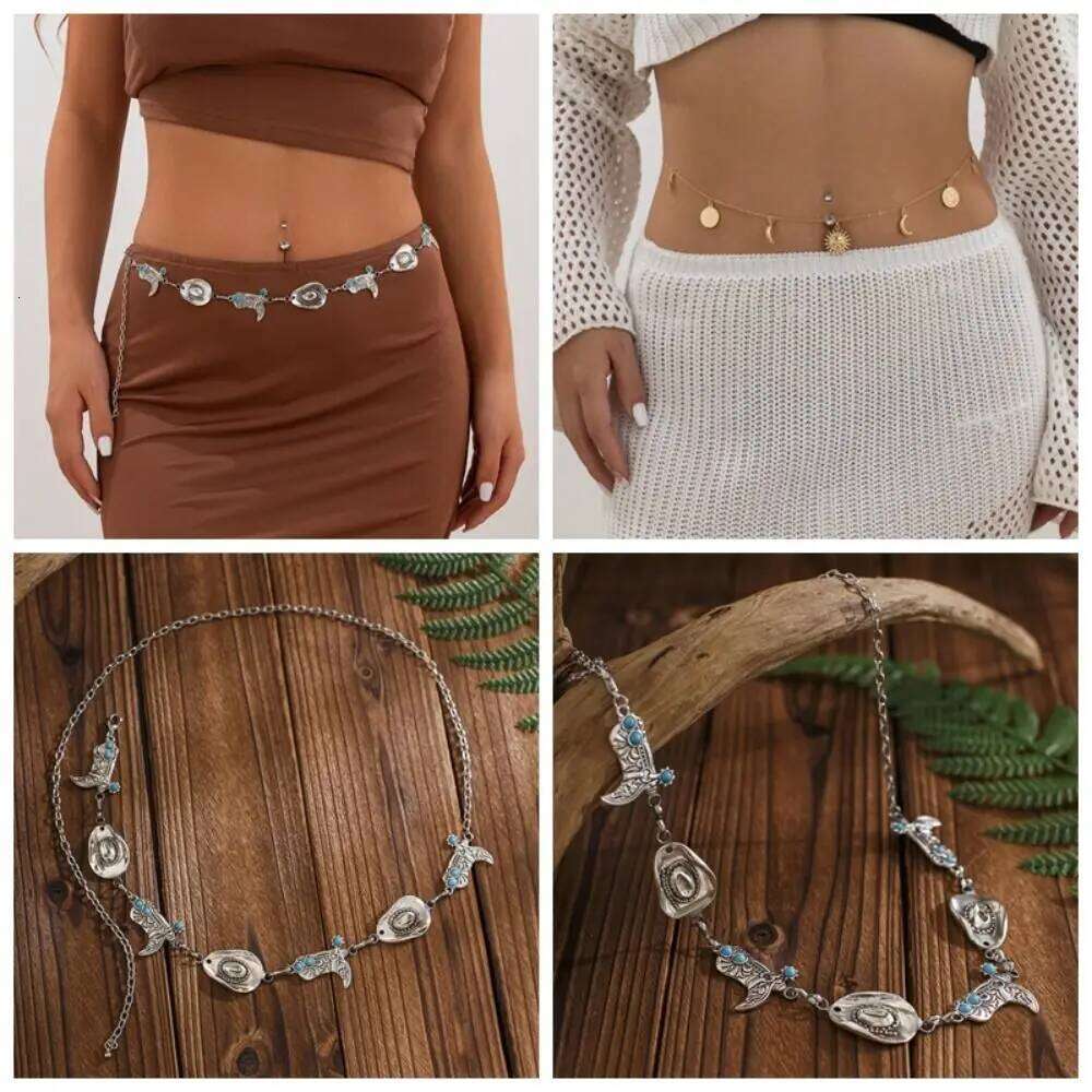 Fashion Alloy Waistband Bohemia Style Imitation Pearl Conch Pendant Beach Shell Waist Chain Women jewelry Accessory H260228