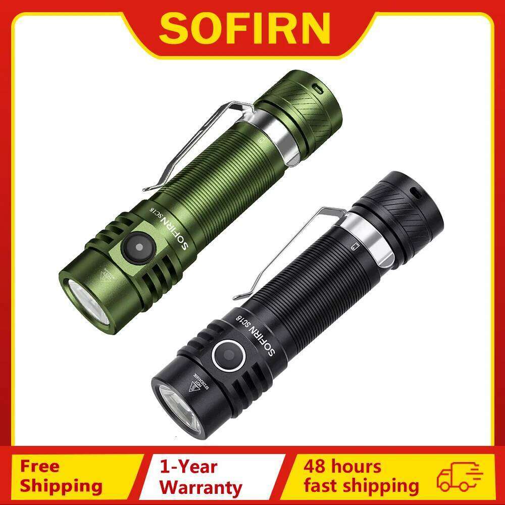 Sofirn SC18 1800lm EDC Flashlight USB C Rechargeable SST40 LED 18650 Torch TIR Optics Lens Lantern with Power indicator Z260301