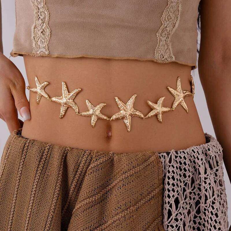 Metal Retro Ethnic Style Starfish Waist Chain Accessories Bohemian Versatile Belt Women's High-end Dress Waistband H260228