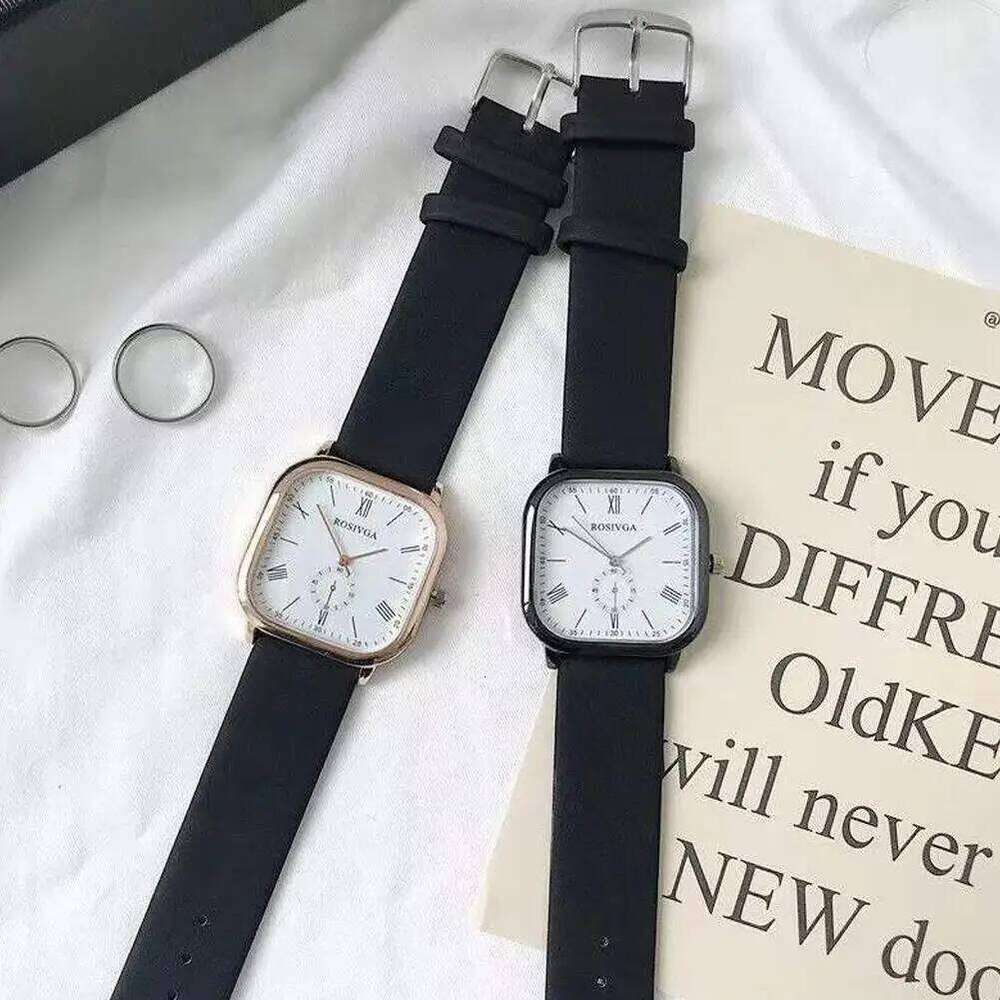 Women Square Top Brand Leather Strap with 26mm Rose Gold Plate Dial 3 Bar Waterproof Quartz Wristes for Ladies H260228