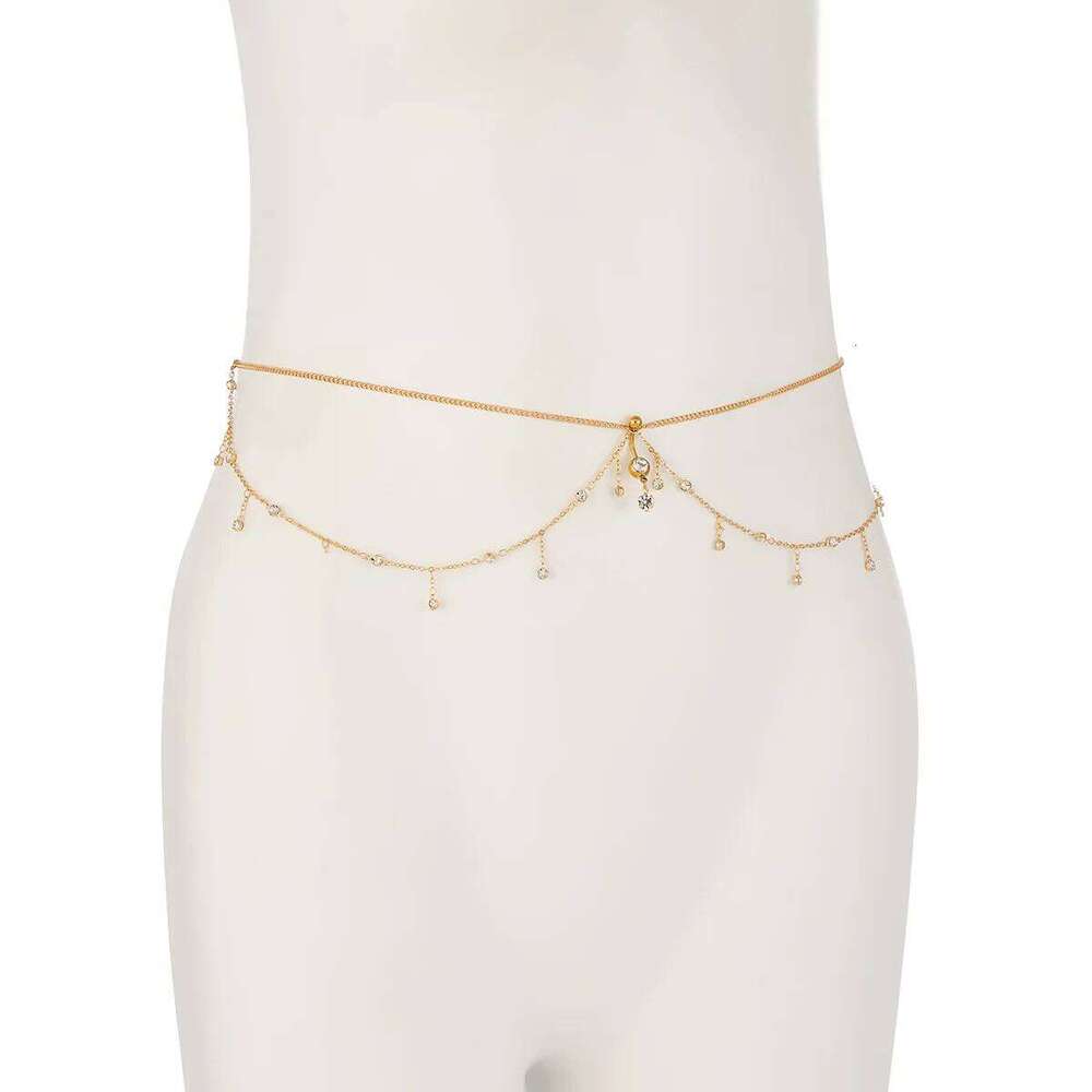 Multilayer Shiny Tassel RhinestoneBelly Waist Chain Bikini Goth Piercing Navel Nail Body Wedding Jewelry Festival Accessories H260228