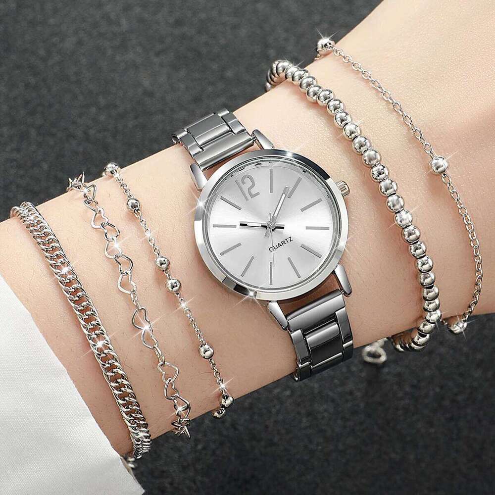 4/6PCS Fashion Women es s Set Simple Dial Ladies Quartz Reloj Mujer Girls Clock Gift H260228