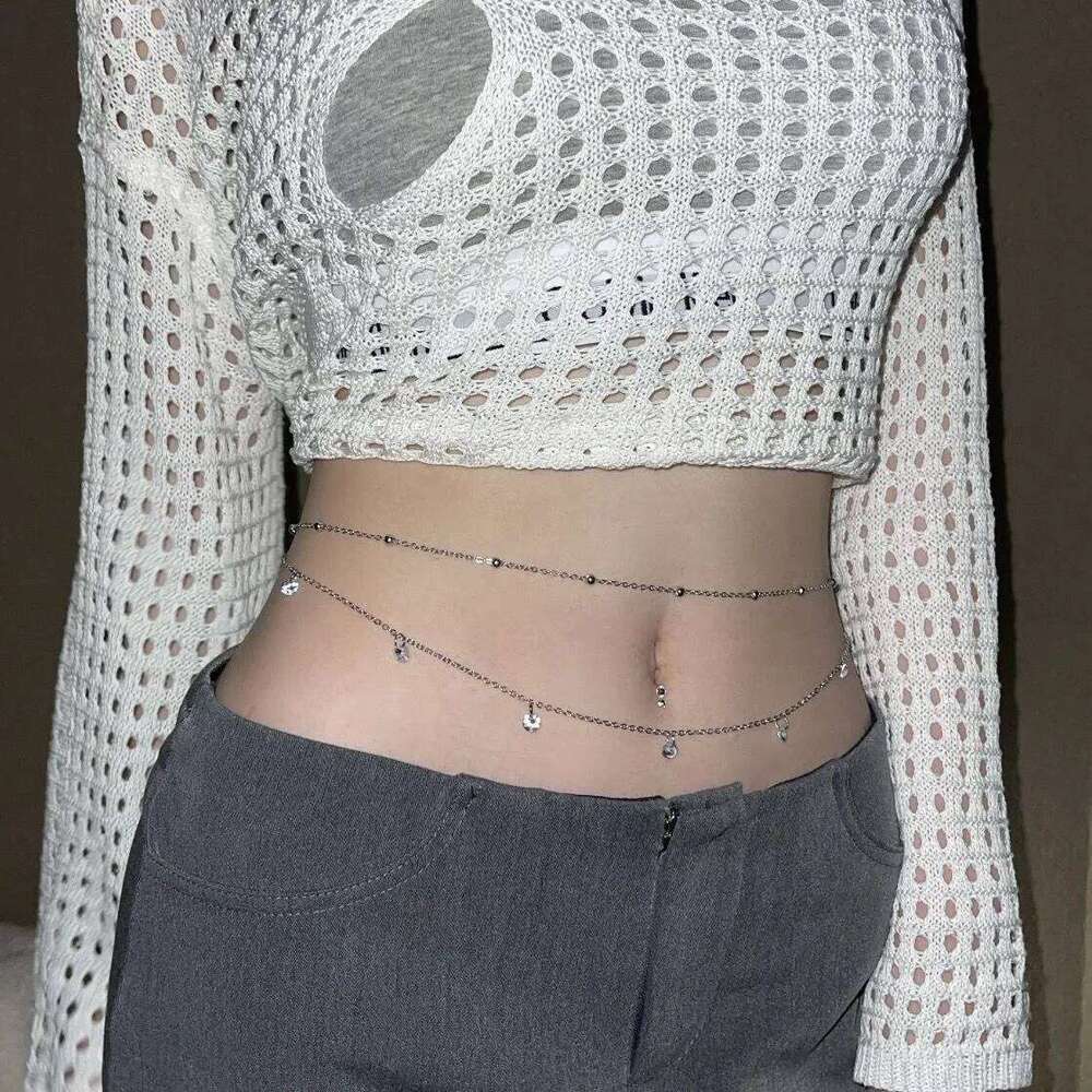 Sexy Glitter For Women Y2K Style Metal Belt Summer Beach Waist Decoration Trendy Exquisite Jewelry Body Chain H260228