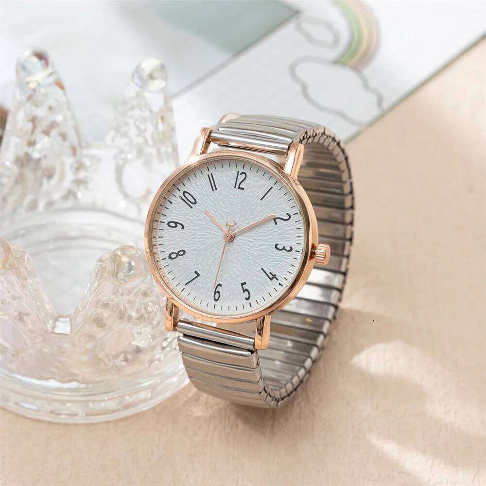 Women's Fashion Simple Digital Design Quartz Casual Stainless Steel Stretch Buckleless Strap Ladies Clock Dress es H260228