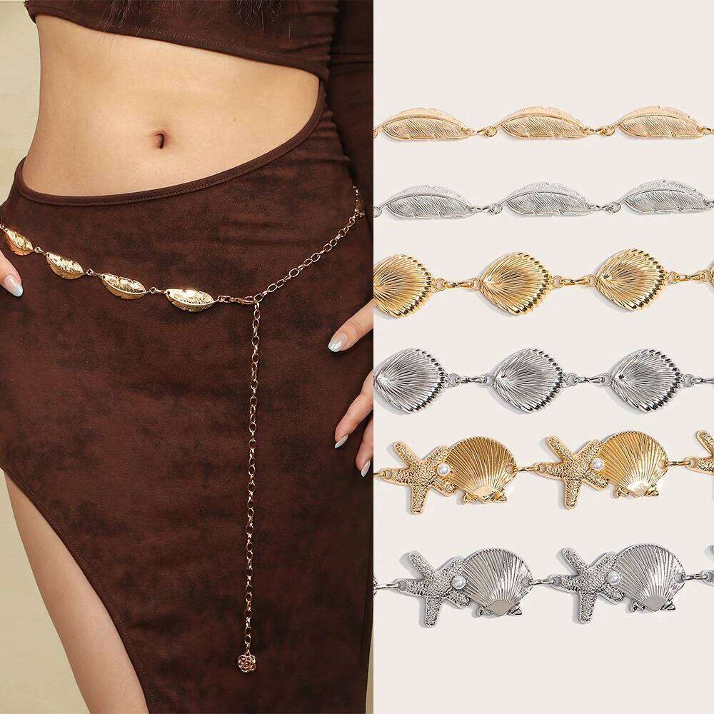 1pc Starfish Metal Waist Chain Women Fashion High-End Feelings Adjustable Belt Stylish Accessory for Outfits H260228