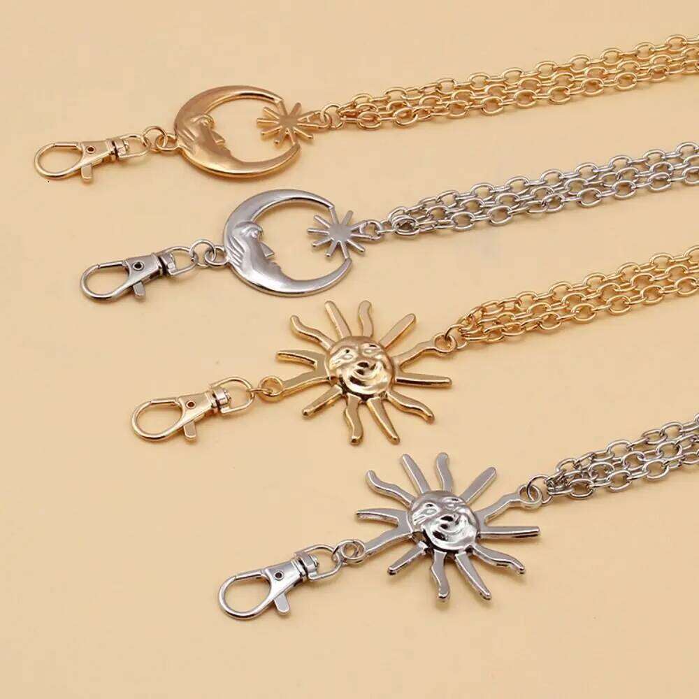 Fashion Vintage Punk Waist Metal Gold Silver Sun Moon Star Waistbands Hip Hop Womans Chain Belt H260228