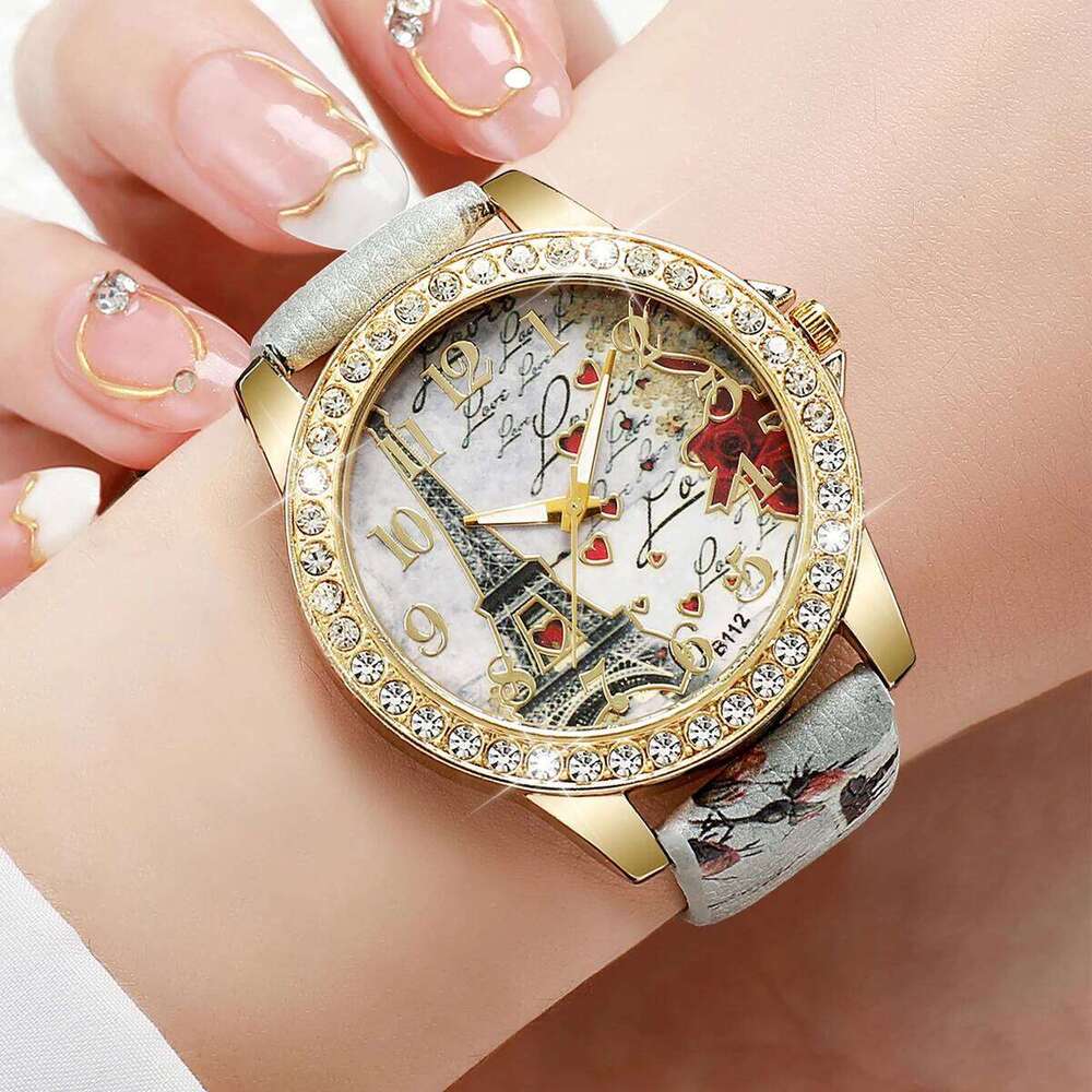 Fashion Flowers Women es Ladies Leather Strap Analog Quartz Reloj Mujer Girls Clock Gift H260228