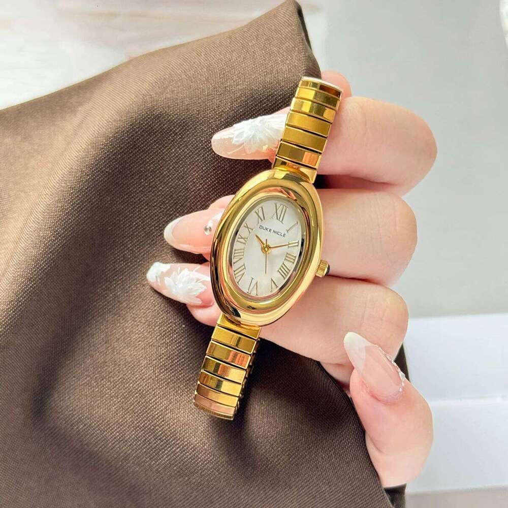 Hot Sale Ladies Gold Silver Quartz Female Stainless Steel Elastic Strap Wstches Clock Oval Dial Wrist Reloj Mujer H260228