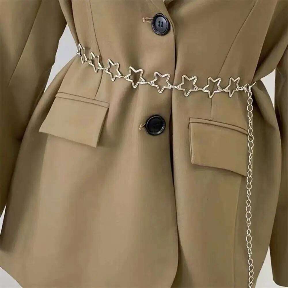 Fashion Punk Style Metal Belts Retro Decorative Hollow Out Stars Belt Clothing Accessories Dress Waist Chain H260228