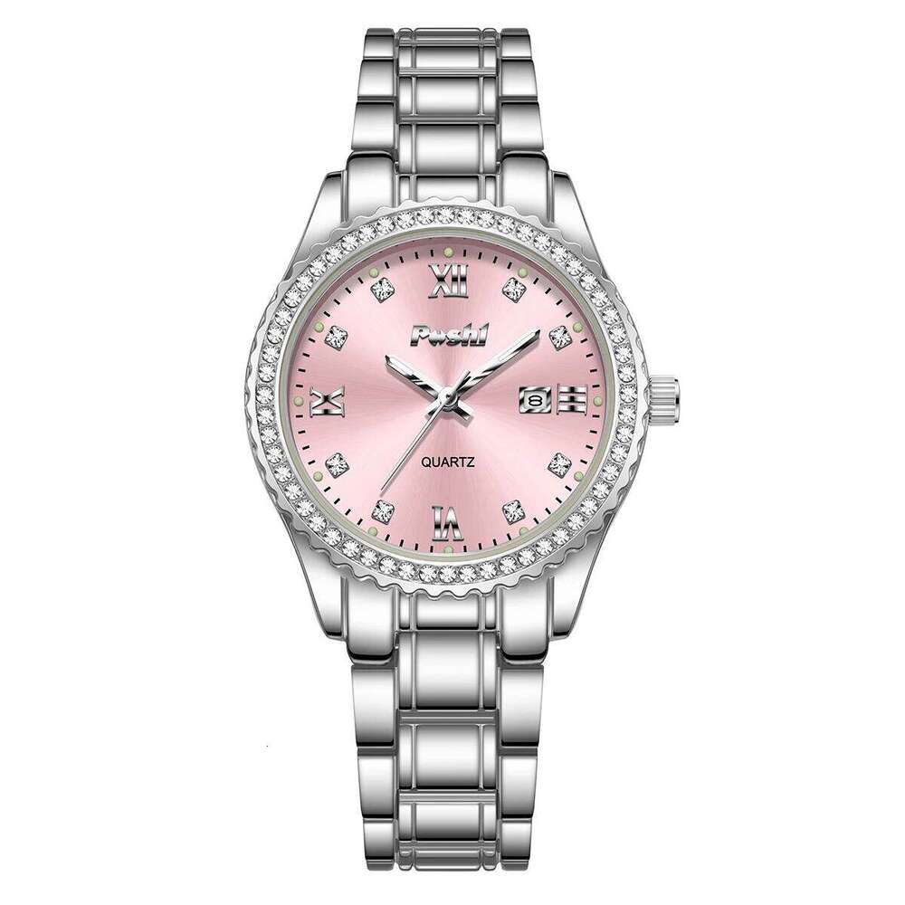 POSHI 990 Women Elegant Business Quartz Wrist Pink Dial Lady Casuan Dress With Date Display Original Clock H260228