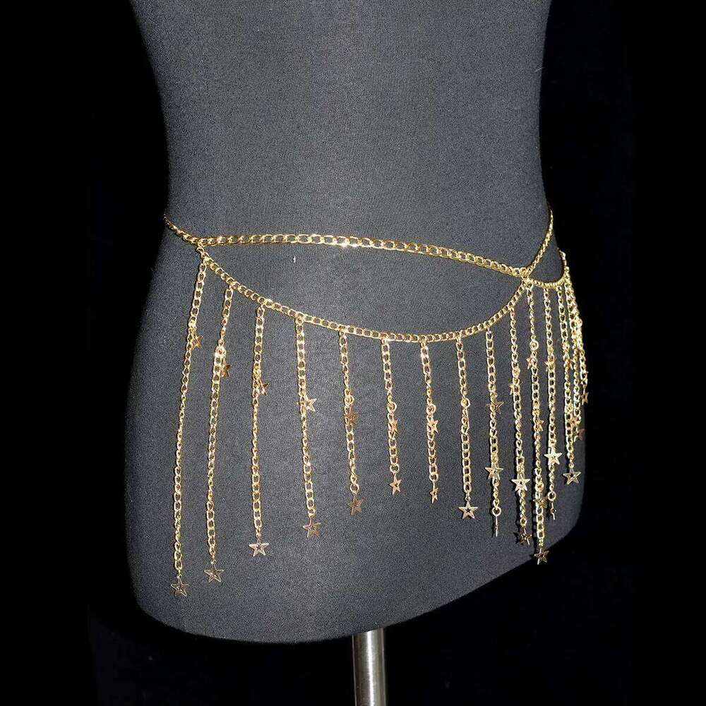 Festival Women's Metal Body Jewelry Sexy Fashion Belly Tzitzit Stars Waist Chain Birthday Party Daily Wear Accessories H260228