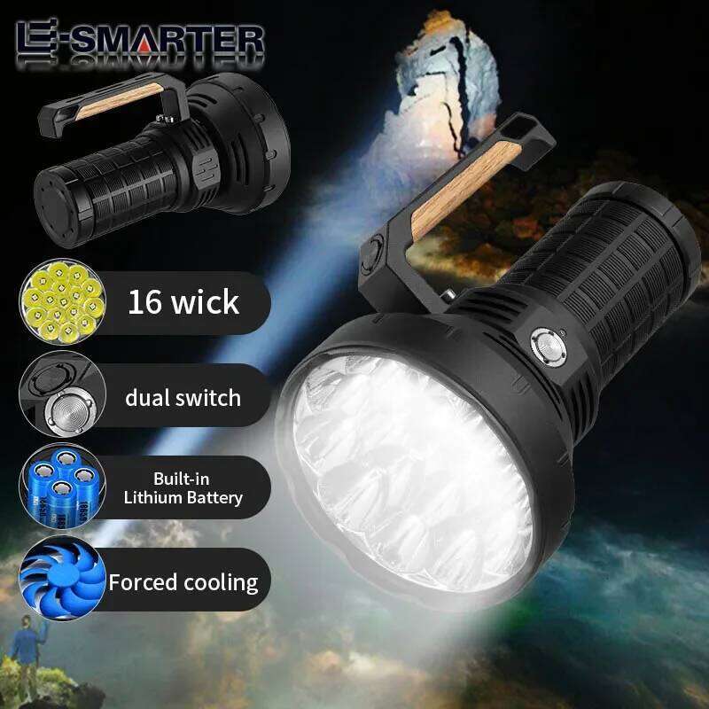 16xP50 Wick Ultra Strong Handheld Light Flashlight - Intelligent Fan Forced Heat Dissipation-4x18650 Power Supply Z260301
