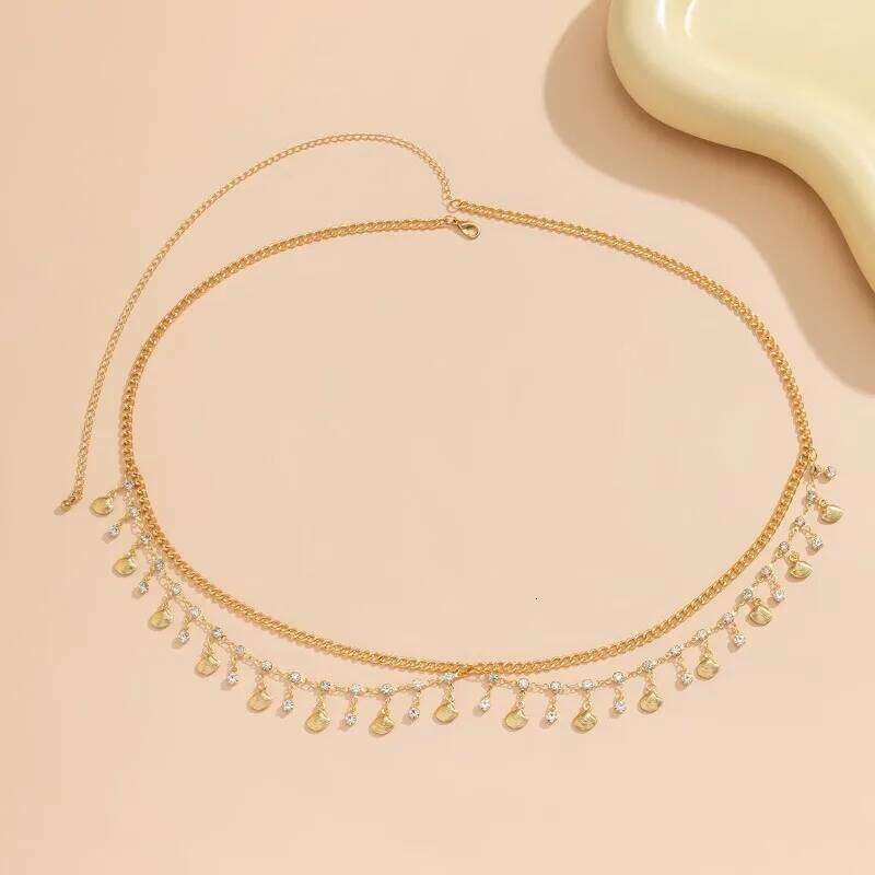 Bikini Waist Chain - Layered Rhinestone Body Jewelry for Women Butterfly Metal Fringe Y2K Beach Accessory Summer Festival H260228
