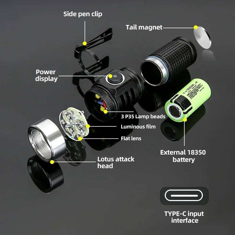 Keychain Flashlight 1000Lm Portable Mini Torch Pocket Lantern Flood Work Light with Magnet IP68 LED Flashligh Z260301