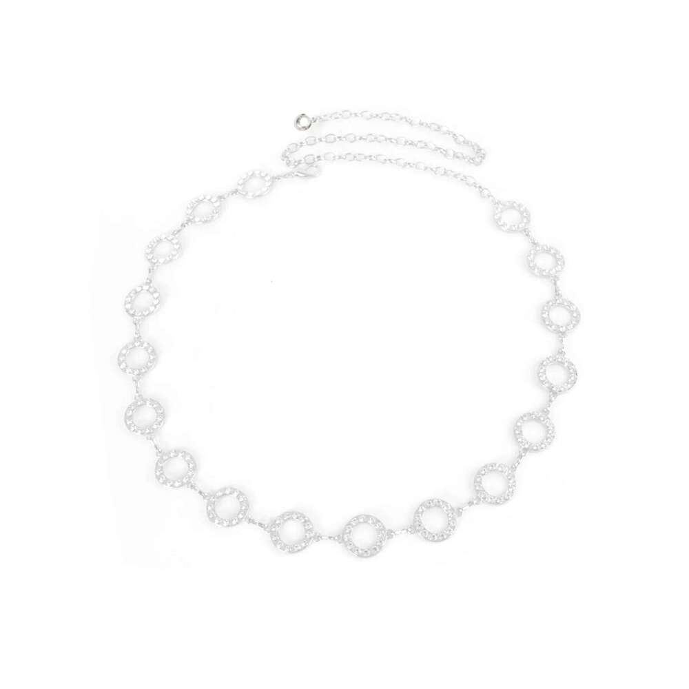 Fashion single-layer alloy waist banquet party rhinestone ring women's body chain H260228