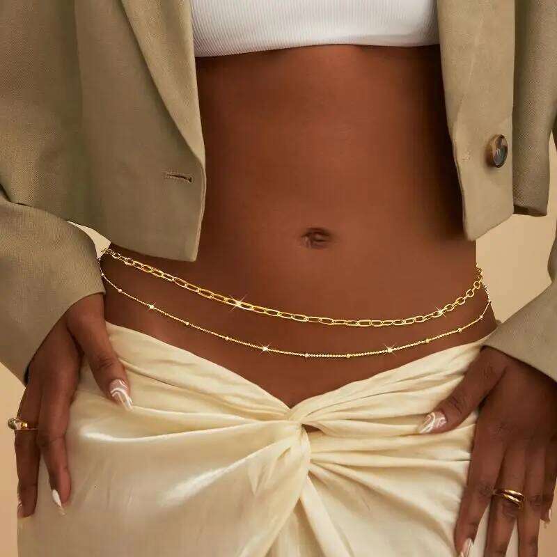 For Women Waterproof 1/2/3 Layers Belly Chains Beach Bikini Waist Body Chain Jewelry Elegance Versatile Acessories H260228