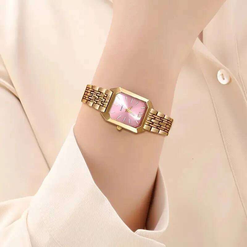 Versatile Women's Light Luxury Steel Band Female Student Fashion Simple Square Quartz H260228