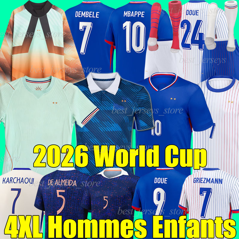 4XL 2026 france MBAPPE DEMBELE soccer jerseys 26/27 french club GRIEZMANN GIROUD KOLO MUANI BARCOLA OLISE THURAM DOUE Men kids kits socks sets Maillots football shirt