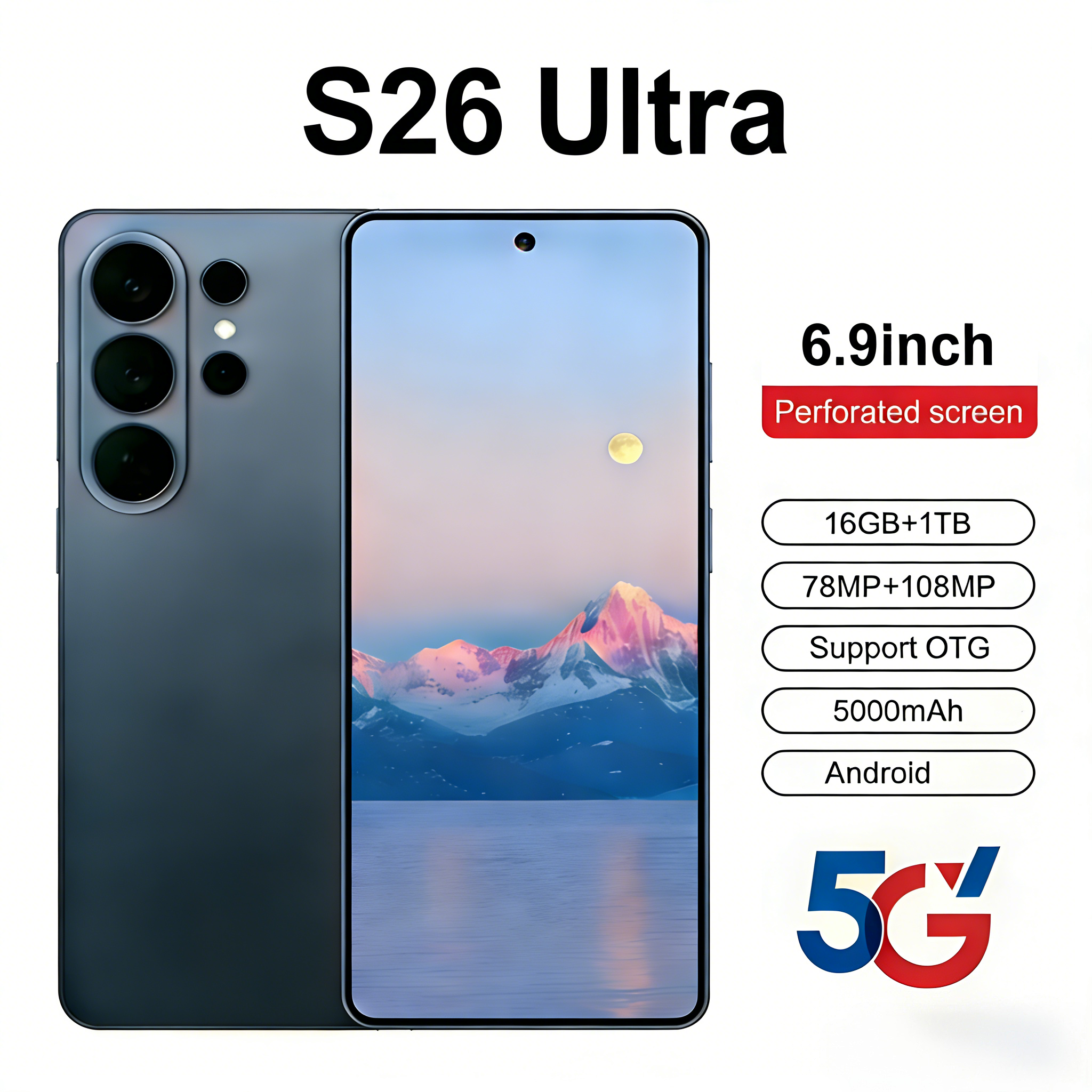 S26 Ultra mobile phone 5G Touch Screen Phone Smartphone Camera Phone HD Display Face Recognition 256GB 2TB