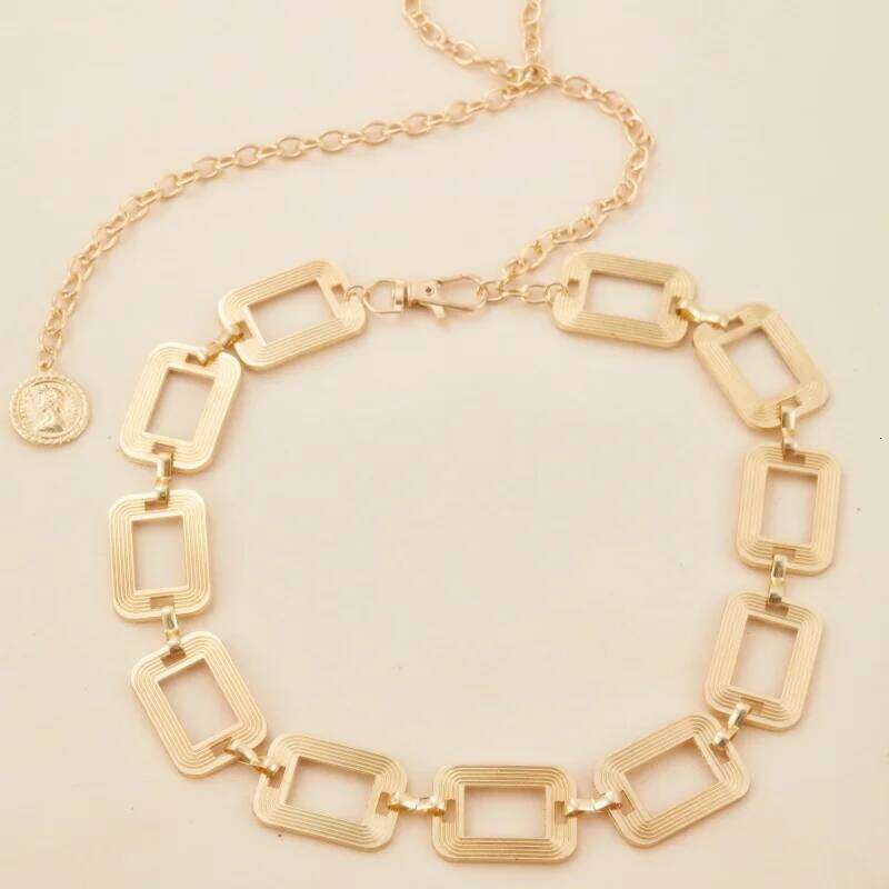 1PC Women's Chain Fashionable Minimalist Square Decor Belt Elegant Matching Dress, Shirt, Jacket, Coat Waist Cincher H260228