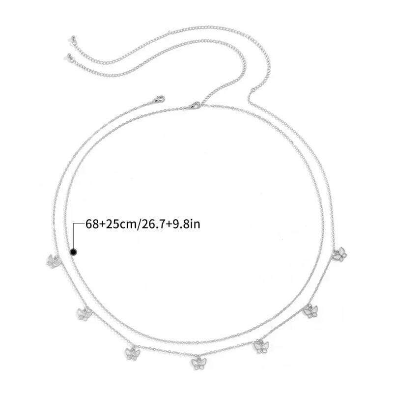 2023 Sexy Double Thin Women's Waist Charming Butterfly Stainless Steel Belly Chain Summer Beach Bikini Body Jewelry H260228