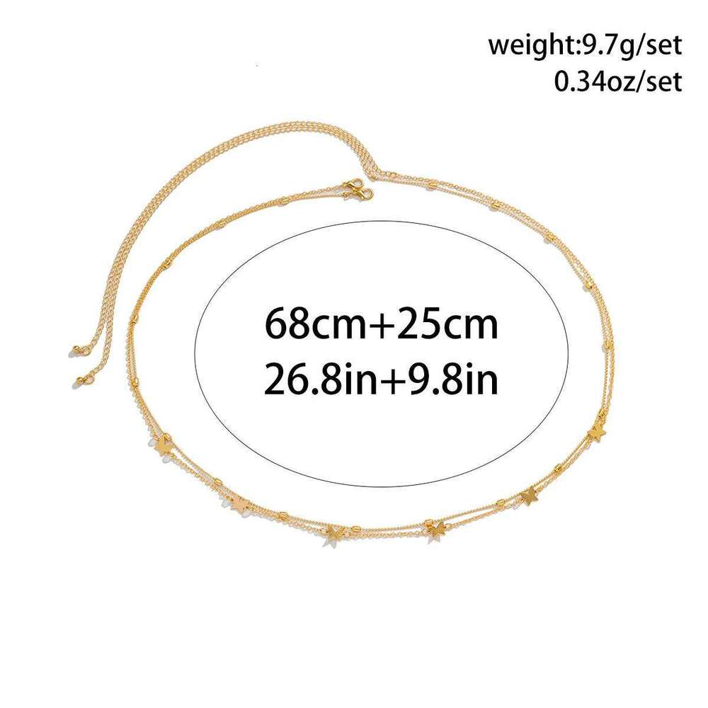 IngeSight.Z 2pcs/set Sexy Heart Copper Beads Belly Waist Women Punk Gold Color Metal Link Chain Body Jewelry H260228