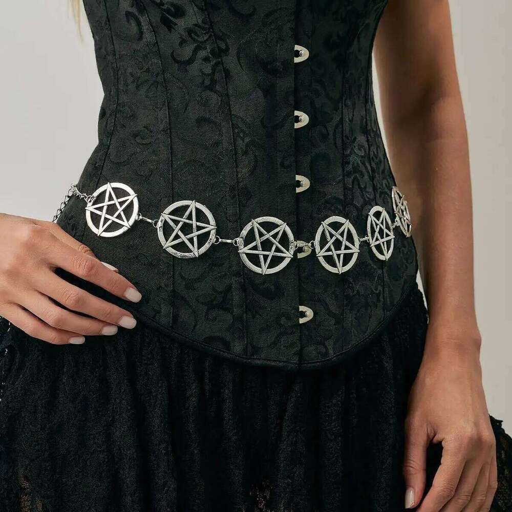 PuRui Neo Gothic Creative Round Hollow Big Pentagram Belly Waist Chain for Women Trendy Punk Metal Body Jewelry Accessories Gift H260228