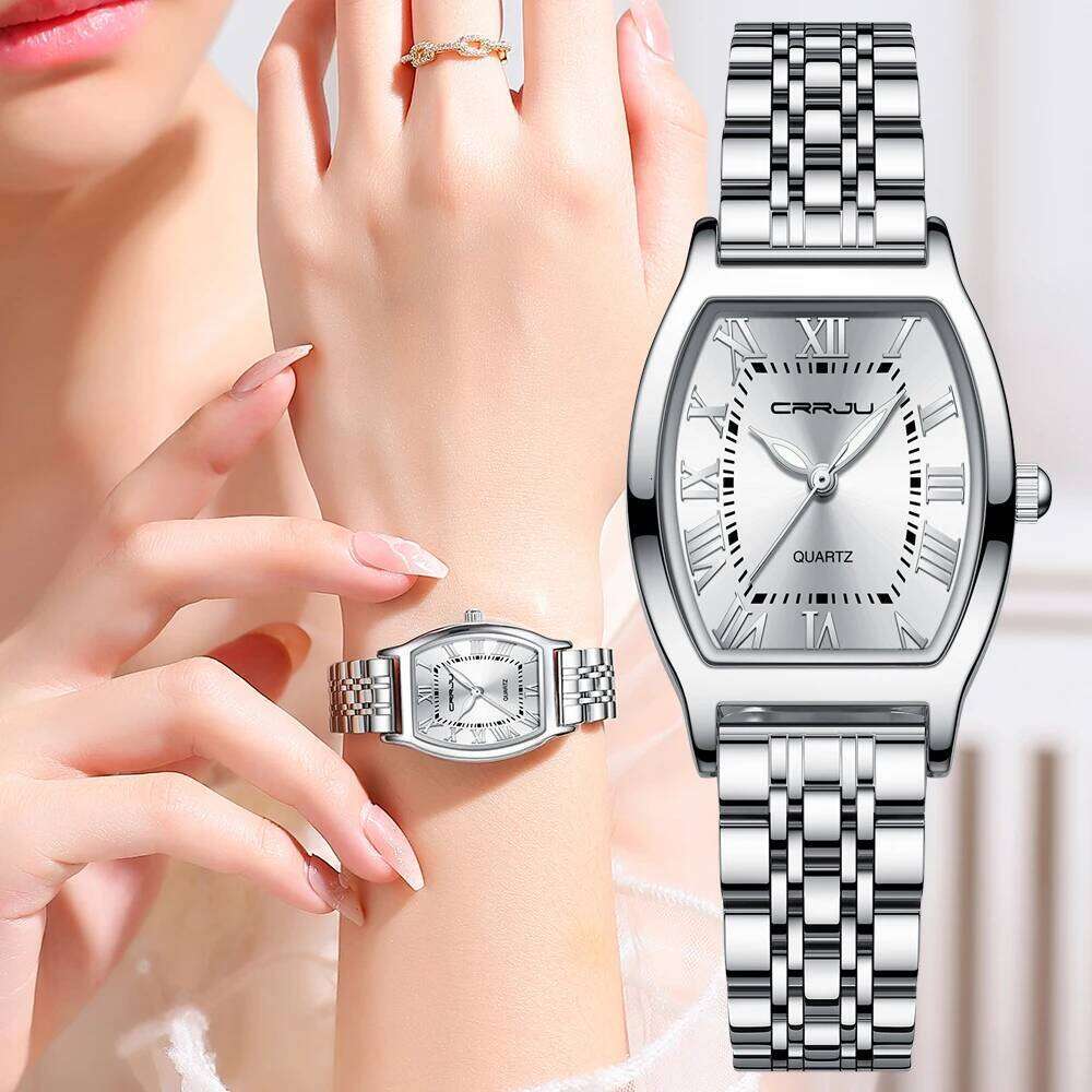 CRRJU Women es Creative Steel Dress Wristes Ladies Square Waterproof Female Relogio Feminin H260228