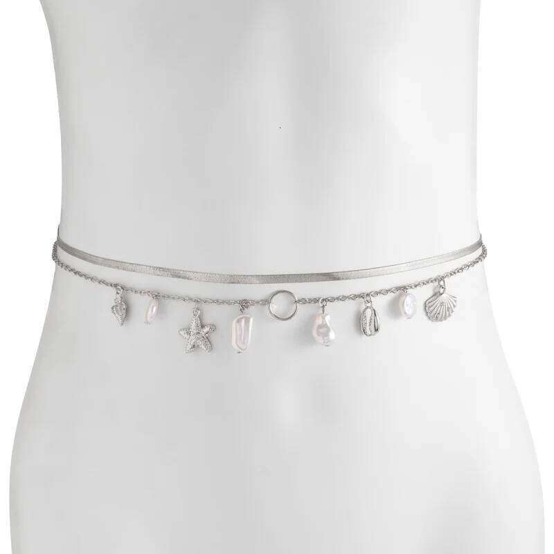 Boho Sexy Fashion Layered Tassel Starfish Waist Belly Women Summer Beach Conch Shell Pearl Body Chain Jewelry H260228