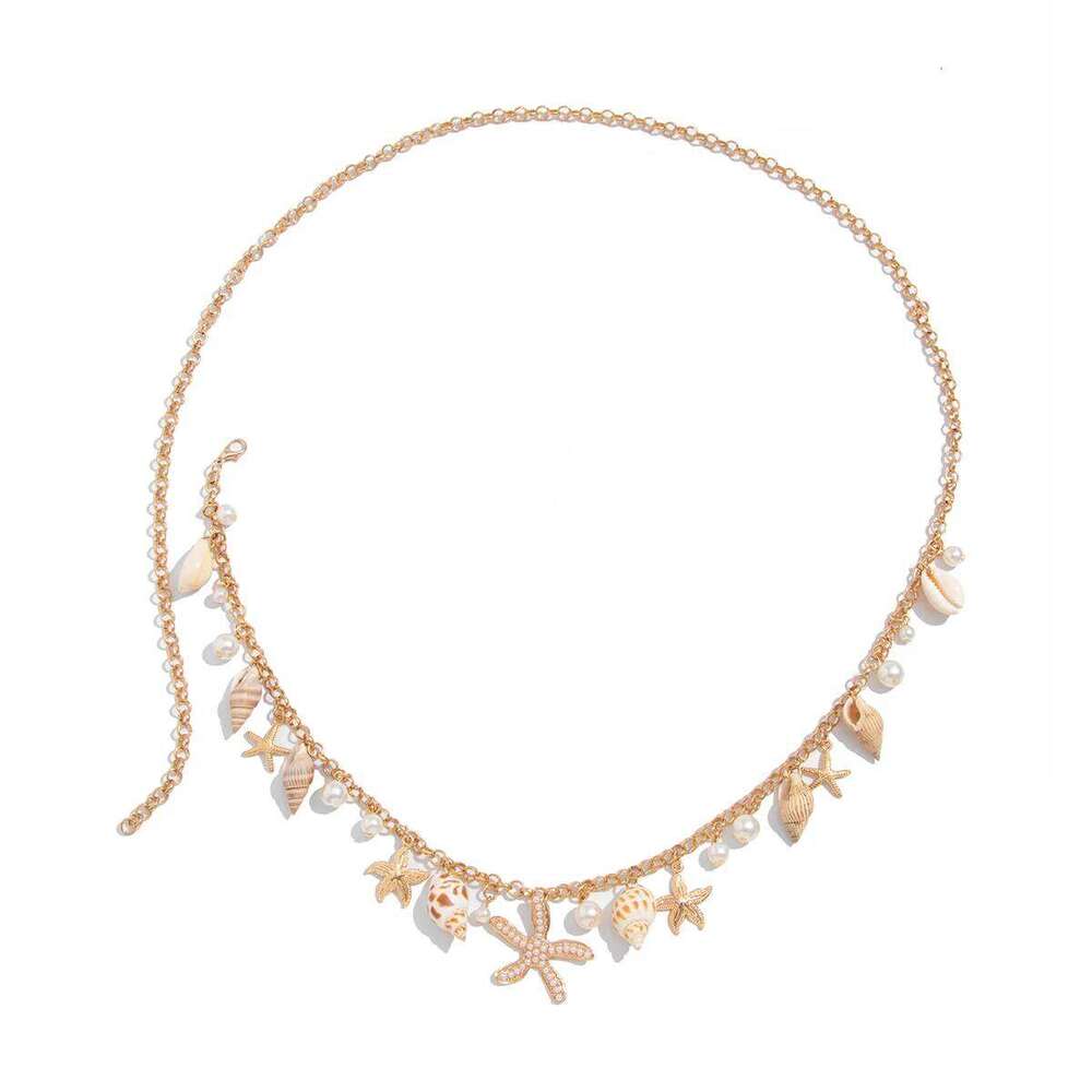 Lacteo Creative Bohemia Imitation Pearl Body Waist Chains for Women Conch Starfish Pendant Adjustable Summer Lady Sexy Jewelry H260228