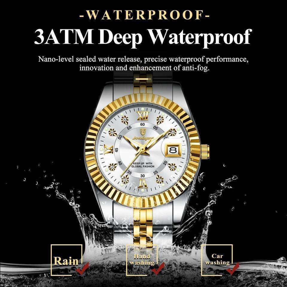 POEDAGAR Original Elegant Women's es Waterproof Luminous Date Women Stainless Steel Quartz Fashion Ladies Wrist H260228