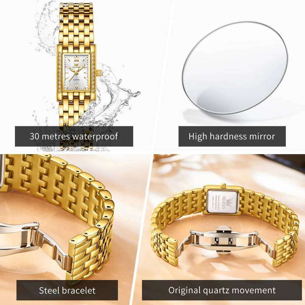 OLEVS 3700 Elegant Original Women Sparkling Quartz Square Lightness Ladies Gifts Fine Textured Dial H260228
