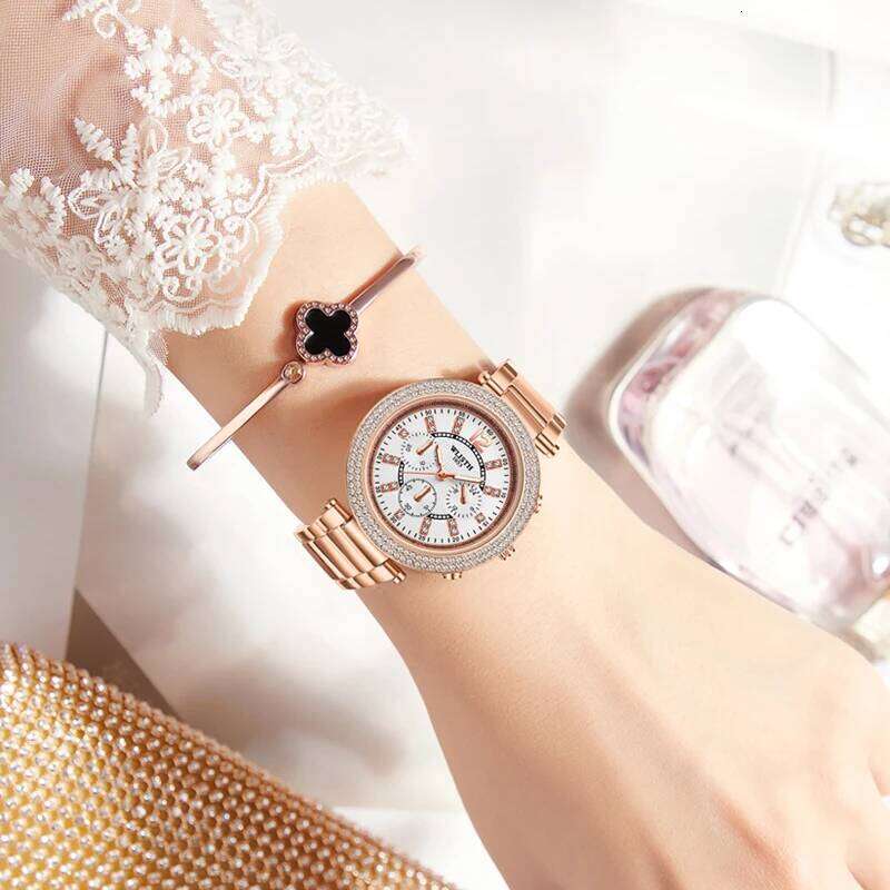 Women's Original Quartz for Ladies Stainless Steel Wrist Business es Luminous Rhinestone Dial reloj H260228