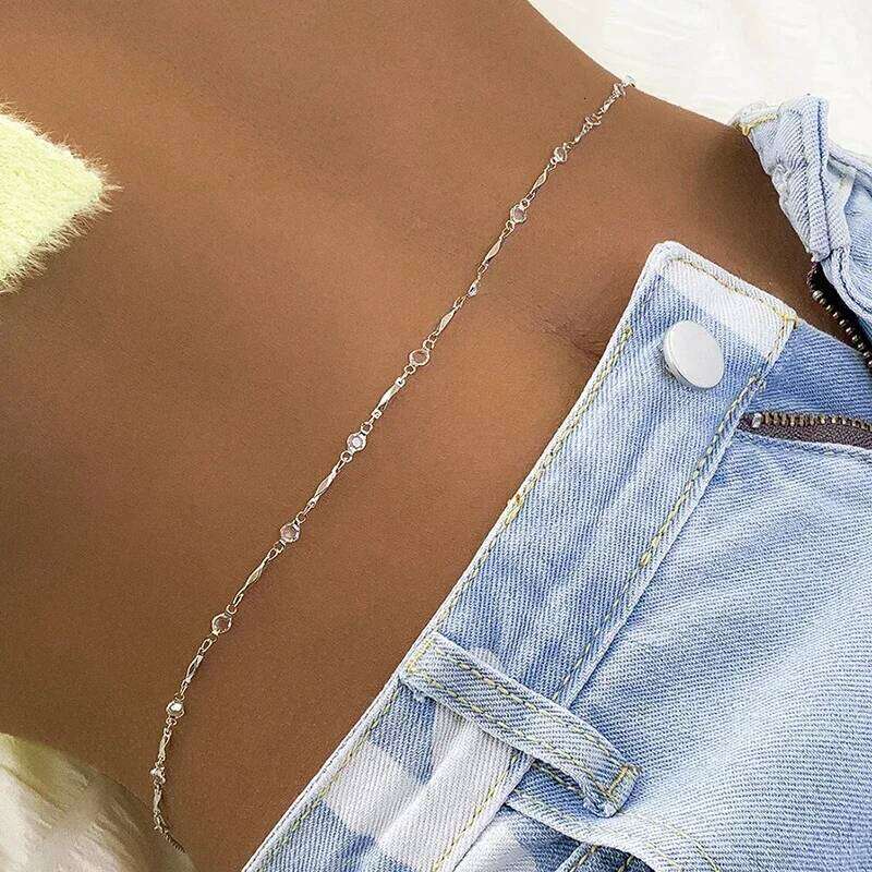 Minimalism Belly Chains for Waist Sexy Women Body Chain Jewelry Vintage Shine Crystal Beach Vacation Accessories H260228