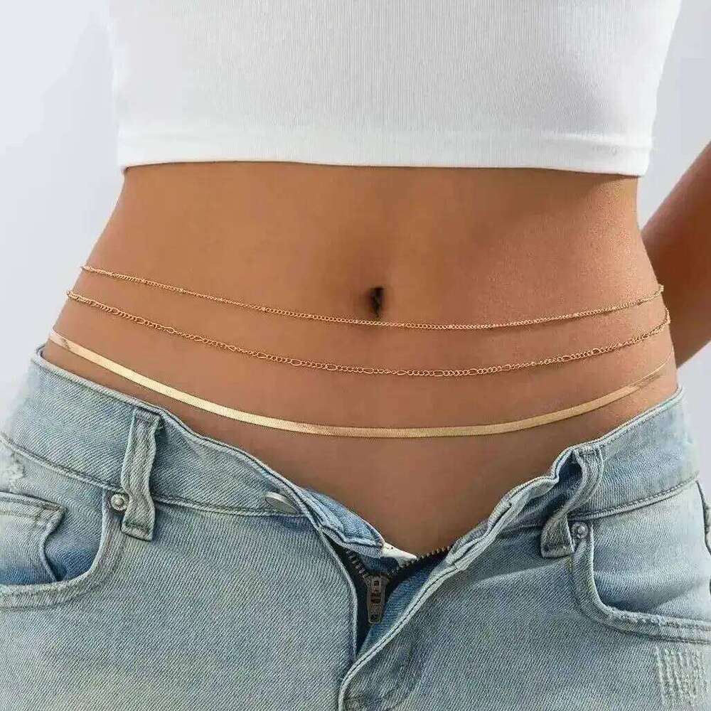 Ingemark 3Pcs/Set Sexy Flat Snake Chain Waist Belt for Women Summer Beach Bikinis Vintage Belly Waistband Festival Body Jewelry H260228