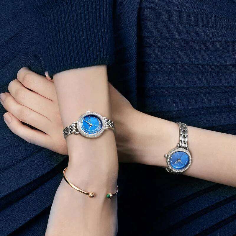 Mark Fairwhale 3400 Elegant Women's Quartz Moon Dial Lady Waterproof Stainless Steel Strap Fashion Women Casual Wrist H260228