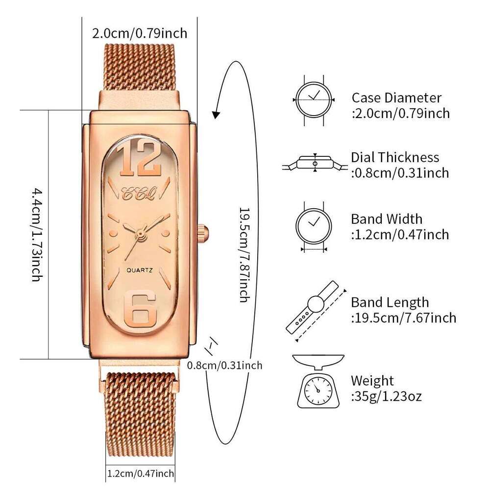 Fashion Rectangle Women's Quartz Magnet Clasp Mesh Band Wristes H260228