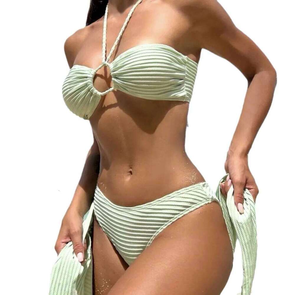 Bikini Swimsuit Swimwears sexy bikini three piece women's hanging neck solid color beach vacation swimsuit Bikinis Set Z260301