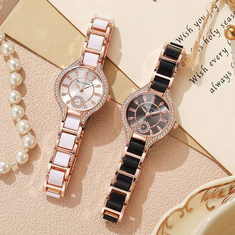 1/2PCS Elegant Women es Rhinestone Dial Analog Quartz Wrist for Ladies Fashion Gift Reloj Mujer H260228